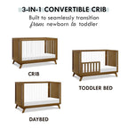 DaVinci Otto 3-in-1 Convertible Crib in Walnut with Acrylic Slats, Greenguard Gold Certified