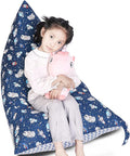 Stuffed Animal Storage Bean Bag Chair Cover, Cotton Blue Universe Plush Toy Storage Stuff and Sit Seat for Kids/Teens/Adults, 52" x 31" Extra Large Triangle Floor Sofa, 200L/52Gal, Cover Only