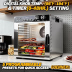 Commercial Food Dehydrator Machine 12 Stainless Steel Trays, 12ft² Meat Dehydrator for Jerky Up to 194°F with 5 Presets and 48H Timer, 1100W Food Dryer for Dog Treats, Herbs, Fruit and Veggies