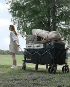Gonex 48''L Collapsible Foldable Heavy Duty Oversized Wagon with 440lbs Weight Capacity, 300L Folding Large Utility Garden Grocery Shopping Cart with 8" H All-Terrain Wheels & 2 Drink Holders - Black