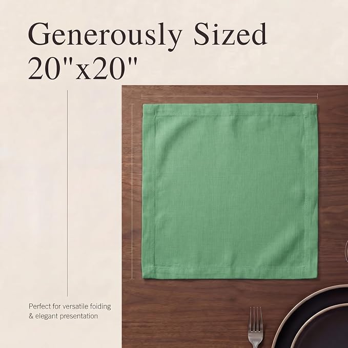 Urban Villa Cloth Napkins Cotton 20x20 (Set of 12) Geen