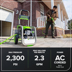 Greenworks Pro Brushless 2300 PSI (SGS Certified) 2.3 GPM Max / 1.2 GPM Electric Pressure Washer (Foldable Handles, Rugged Steel Frame, 25 FT Hose, 35 FT GFCI Power Cord)
