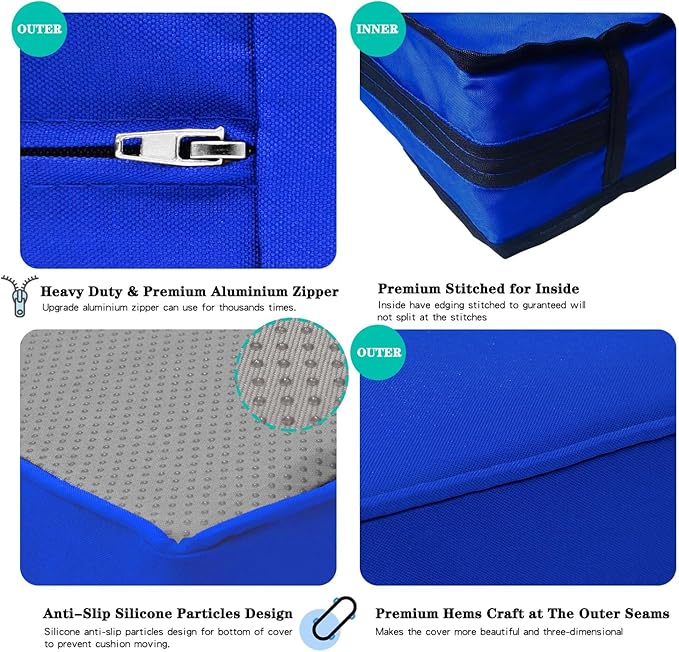 ClawsCover 9Pack Outdoor Seat and Back Cushions Replacement Covers Fit for 5 Pieces 4-Seater Wicker Rattan Patio Conversation Set Sectional Couch Furniture,Royal Blue-Include Cover Only(Small)