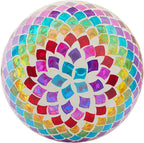 Alpine Corporation - Outdoor Glass Gazing Globe with Mosaic Teardrop Design -10 Inch Diameter, Multicolor