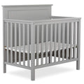 Ava 4-in-1 Convertible Mini Crib in Pebble Grey, 635-PG, Greenguard Gold Certified, Non-Toxic Finish, Comes with 1" Mattress Pad, with 3 Mattress Height Settings