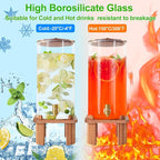 3 Gallon Extra Large Drink Dispenser for Parties,Glass Beverage Dispenser with Stand,Water Drink Dispenser with Airtight Valve,Lemonade Dispenser for Fridge,Water, Juice,Cocktails,Ice Tea & Sun Tea