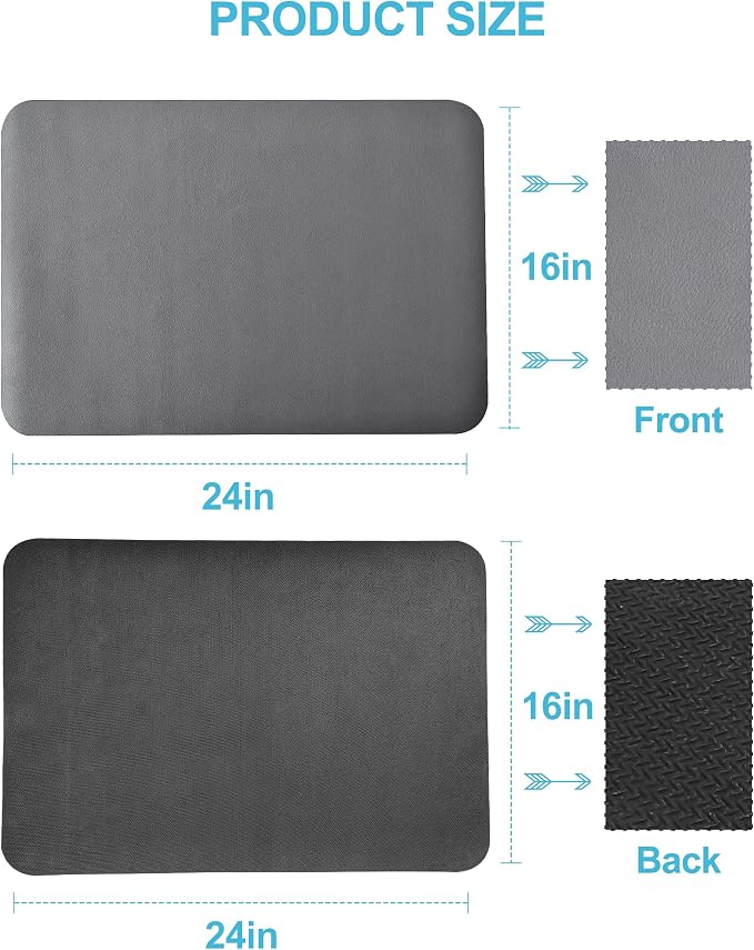 Dish Drying Mat for Kitchen Counter, 16"x24" Pad with Rubber Backed (Grey) | Hide Stain Anti Absorbent for Kitchen Counter, Non-slip Drying Mat for Coffee Machine Dish Rack