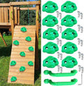 10 Rock Wall Climbing Holds Extra Large with 2 Handles,DIY Rock Climbing Grips with Mini Wrench for Indoor Outdoor Playground Play Set(Green)