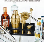 KITESSENSU Cocktail Shaker Set Bartender Kit, 6-Piece Silver Bar Set with Stand, Gold