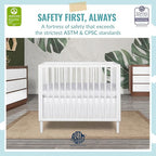 Lucas Mini Modern Crib with Rounded Spindles in White , 39x25.5x33 Inch (Pack of 1)
