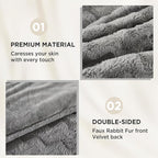 Andency Grey Fleece Comforter Set Queen Size, 3 Pieces Fuzzy Fluffy Faux Fur Bedding Comforter Set for Queen Bed, Warm Plush Shaggy Sherpa Bed Set for Women Man