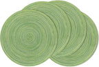 SHACOS Round Placemats Set of 4 Round Table Placemats Braided Cotton Place Mats 15 inch for Kitchen Dining Table Holiday Party (Mixed Color Pea Green, 4)