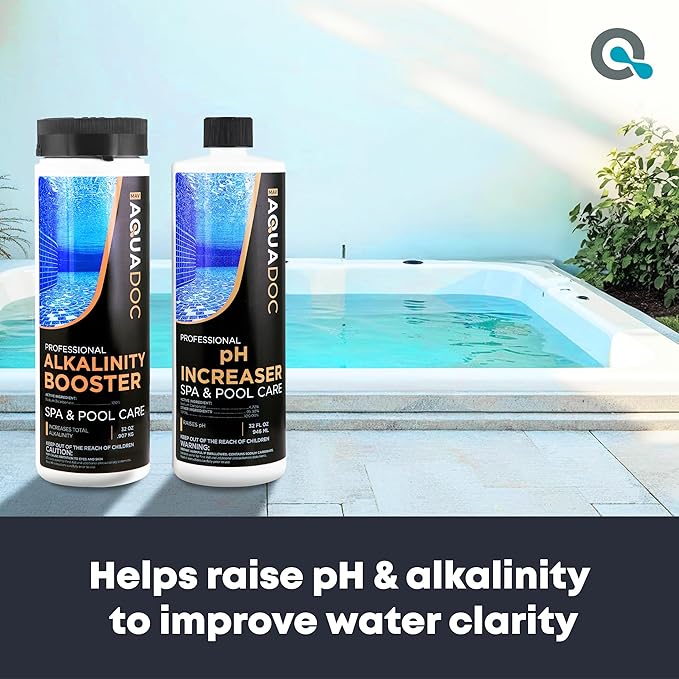 AquaDoc Spa Alkalinity Increaser and pH Increaser for Hot Tub Bundle - Includes 32oz pH Up and 32oz Alkalinity Up for Hot Tub - Spa Chemicals to Help Balance Water - Made in USA