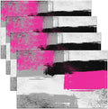 Feelyou Hot Pink Black Grey White Placemats Set of 4 for Kids Boys Girls Abstract Placemat for Kitchen Dining Table Decor Indoor Outdoor 18"x12" Ombre Modern Table Place Mats, Decor Buffalo Check