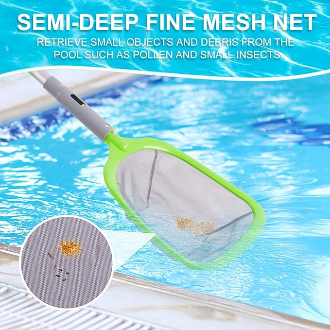 Sepetrel Deluxe Swimming Pool Cleaning Kit with Spa Jet Vacuum Cleaner,Brush, Semi-deep Skimmer Net & Adjustable 57.5-inch Pole,Ideal for Cleaning Above Ground,Inflatable Pools