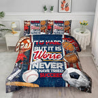 Axolotl Sports Comforter Set Twin Size,Sports Theme Comforter Set Baseball Football Bedding Set,Sports Bedding Set 3D Soccer Comforter Set Basketball Bedding for Boys Teens Men,1 Quilt 2 Pillowcases