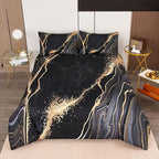 Tailor Shop Marble Bedding Set Soft Microfiber Black and Gold Comforter Set Full Size for Kids Men and Women with 1 Marble Comforter and 2 Pillowcases……