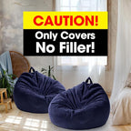 2 Pcs Bean Bag Cover Stuffed Animal Storage Bean Bag Chair Cover Soft Corduroy Stuffed Animal Bean Bag Storage for Kids Adults Indoor Bedroom Organizing Plush Toys (Blue,200l)