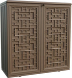 Indoor Outdoor Storage Cabinet Waterproof with 1 Shelf, Plastic Outdoor Storage Cabinets for Patio/Garden/Backyard, Size 34.3''L*15''W*36.2''H(Brown)