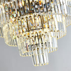 Large Crystal Chandelier 30'' Modern Black Dining Room Light Fixture | 5-Tier K9 Luxury Crystal Pendant Light for High Ceiling Big lighting fixture for Living Room Kitchen Foyer Staircase Entryway