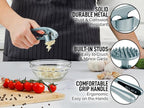 Zulay Kitchen Premium Garlic Press Set - Rust Proof Professional Garlic Mincer Tool - Easy-Squeeze, Easy-Clean with Soft, Ergonomic Handle - Silicone Garlic Peeler & Brush (Slate)