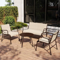 EAST OAK Outdoor Conversation Waterproof patio furniture set, 4-Pieces, Beige