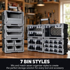Modular Stackable Storage Organizer, 1 Clear Drawer Unit with Removable Handle, Interlocking Design, Wall-Mount Back Panel for Small Parts Storage