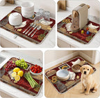 Rustic Hens Dish Drying Mat for Kitchen Counter Coffee Bar 18x24 in | Farmhouse Themed Non Slip Absorbent Kitchen Dishes Drainer Mat, with Anti-slip Rubber Backing & Hanging Loop, for Sink