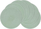 SHACOS Round Placemats Set of 6 Washable 15 inch Cotton Polyester Table Mats Woven Braided Place Mats for Dining Table, Sage Green