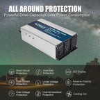 WZRELB 1800W Pure Sine Wave Inverter 24V DC to 110V 120V AC Power Converter with LED Display, Off-Grid Portable Power Inverter with 4 AC Outlets for Home, RV, Truck, Camping