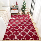 Chicrug Shag Geometric 4x6 Area Rug for Living Room, Large Modern Memory Foam Indoor Carpet, Fluffy Rug for Bedroom Bedside Room Decor for Family Girls Kids Nursery, Wine Red/White