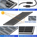 Bifacial 100 Watt Solar Panel 2Pack, 12BB 12V/24V Monocrystalline High-Efficiency Module PV Power Charger Solar Panels for Homes Camping RV Battery Boat Caravan and Other Off-Grid Applications