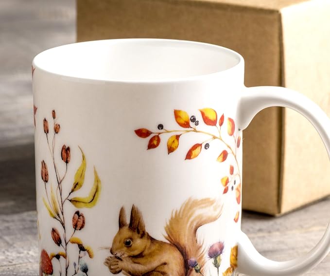 Maison d' Hermine Coffee Mug with Handles Tea Cups (15 Ounce, Pack of 1) | Fine Bone China Coffee Mugs for Hot Beverages Cappuccino Latte Home Restaurant Hotel Spring Summer -Sous-Bois - Sous-Bois