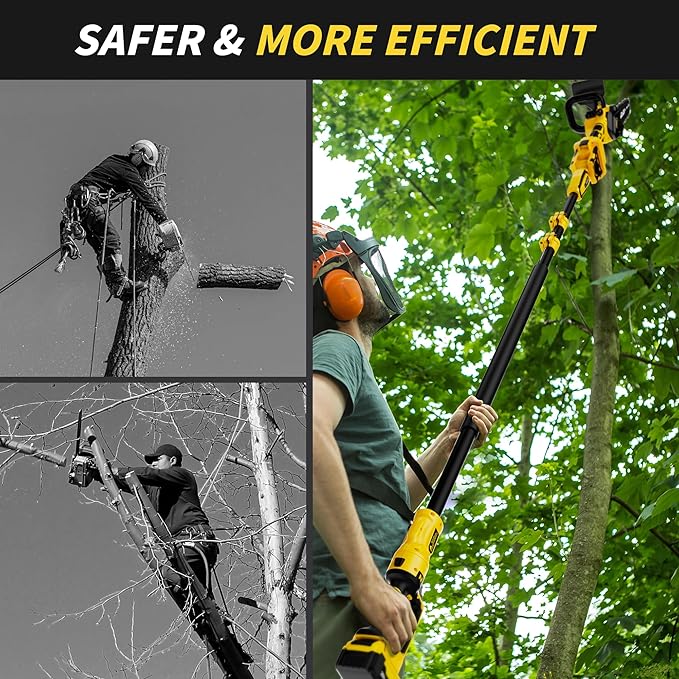 2-in-1 Cordless Pole Saw, 8 Inch Brushless Pole Chainsaws Compatibility with DEWALT 20V MAX Battery, 8 lb Lightweight, Auto Oiling, 14.8 FT MAX Extension Pole Saws for Tree Trimming(No Battery)
