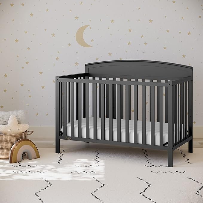 Graco Benton 5-in-1 Convertible Crib (Gray) – GREENGUARD Gold Certified, Converts from Baby Crib to Toddler Bed, Daybed and Full-Size Bed, Fits Standard Full-Size Crib Mattress
