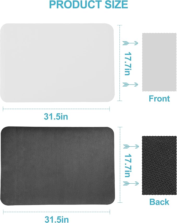 Dish Drying Mat for Kitchen Counter, Rubber Backed (Light Grey,17" x 31.5") | Hide Stain Anti Absorbent for Kitchen Counter, Non-slip Drying Mat for Coffee Machine Dish Rack