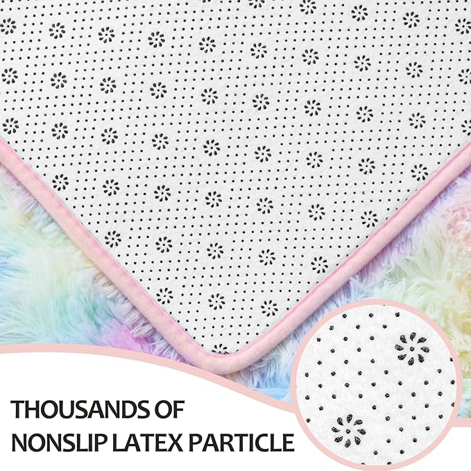 4x6 Large Area Rugs for Living Room, Super Soft Fluffy Modern Bedroom Rug, Tie-Dyed Rainbow Indoor Shag Fuzzy Carpets for Girls Kids Nursery Room Home Decor