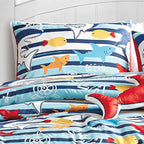 for Kids Ocean Life 4-Piece Comforter Set - Beautiful Motif Design Bedding Set with Embrodery Print