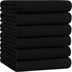 Homaxy 100% Cotton Oversized Waffle Weave Kitchen Towels 6-Pack, Black | 20 x 28 Inches, Ultra Soft Absorbent Dish Towels, Quick Drying Large Cleaning Towels