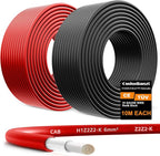 Oududianzi 2x32.8 Feet Solar Panel Wire, 10AWG Solar Wire Tinned Copper 10 Gauge Solar Cable PV Wire, for Outdoor Automotive RV Solar Panels Boat Marine (32.8FT Red + 32.8FT Black)