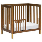 babyletto Gelato 4-in-1 Convertible Mini Crib in Natural Walnut and Brushed Gold Feet, Greenguard Gold Certified