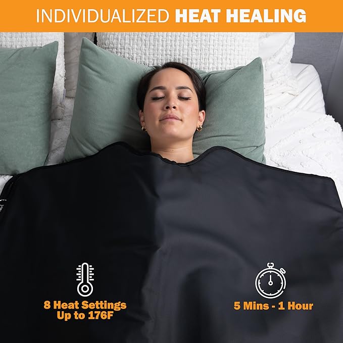 Far Infrared Sauna Blanket for Home, Portable Infrared Sauna Blanket for Therapy, Sauna Blanket for Detox, Suitable for Relaxation and Exercise Recovery, Very Low EMF