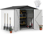 DWVO 8x6ft Metal Outdoor Storage Shed, Waterproof Tool Shed Heavy-Duty Storage Unit with Lockable Door and Vents, Ideal for Bicycles, Tools, Lawnmowers, Backyards, Patios, Lawns - White