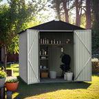 GUNJI 6 x 4 FT Shed Outdoor Storage Shed Metal Garden Shed with Lockable Door Outside Waterproof Tool Shed for Backyard, Patio, Lawn (White)