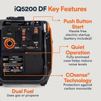 Generac 5,200-Watt Dual-Fuel Portable Inverter Generator - Gas and Propane Compatible - Quiet Operation - Clean, Stable Power - CA Compliant - Great for Home Backup, Camping, and RV Use