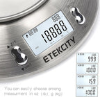Etekcity Food Scale with Bowl, Timer and Temperature, Grams and Ounces | Stainless steel bowl with tare, temperature sensor, ideal for baking, coffee and meal prep