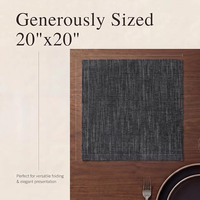 Urban Villa Cloth Napkins Cotton 20x20 (Set of 12) Black/White