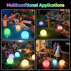 FUYO LED Ball Light, 10-inch Solar Light Up Pool Balls, Rechargeable & Remote Control Globe Lights 16 RGB Colors Mood Night Light, IP66 Water-Resistant Floating Light for Pool, Party, Pond - 1pcs