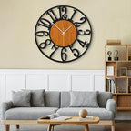 LEIKE 30" Oversized Large Wall Clocks,Silent,Non Ticking,Battery Operated Modern Round Big Wood Decorative Metal Wall Clock for Living Room, Bedroom,Kitchen,Farmhouse,Office Decor - Black,30 Inch