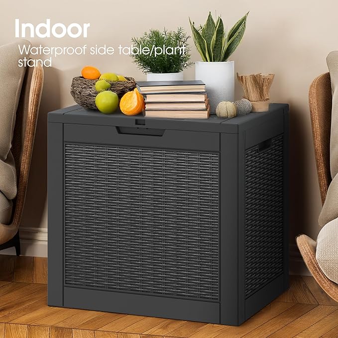 NUNU LAB 31 Gallon Outdoor Storage Box Waterproof,Indoor Outside Deck Box,Backyard Storage Bin For Package Delivery,Garden Tools,Patio Cushions,Pool Accessories,Storage Bench Lockable Lid